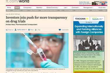 The Financial Times: Investors join push for more transparency on drug trials