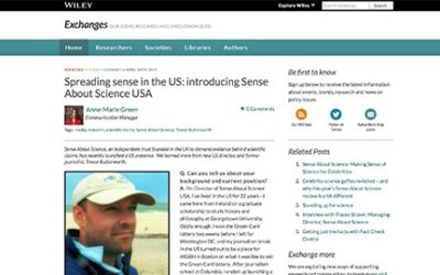 Wiley: Spreading sense in the US, introducing Sense About Science USA