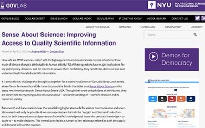 GovLab: Sense About Science, Improving Access to Quality Scientific Information