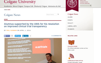 Colgate University: Alumnus supported by the AMA for his resolution on improved clinical trial transparency