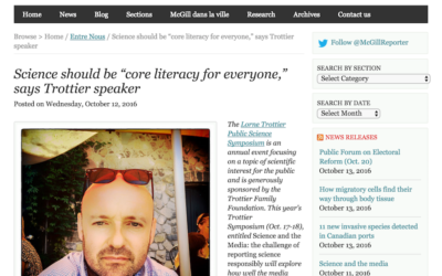 McGill Reporter: Science should be “core literacy for everyone,” says Trottier speaker